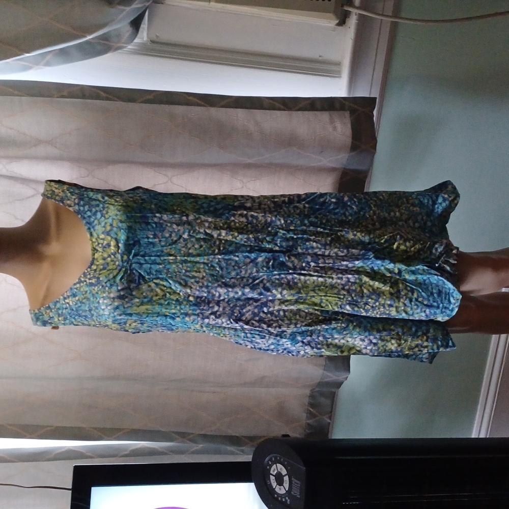 J Jill 14 petite blue green dress
